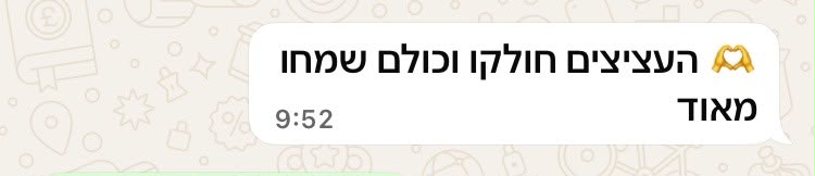 צילום מסך הודעה מאת לקוחה מרוצה